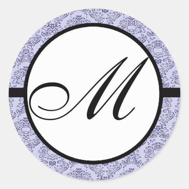 Adesivo Monograma Casamento Azul Damasco (Frente)