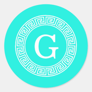 Adesivo Monograma chave grego branco da inicial do quadro