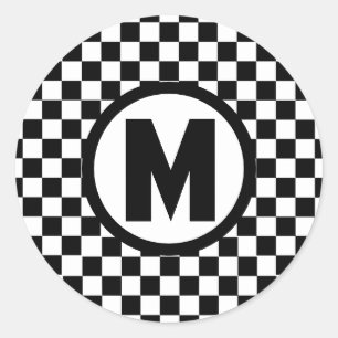 Adesivo Monograma Checkered branco preto