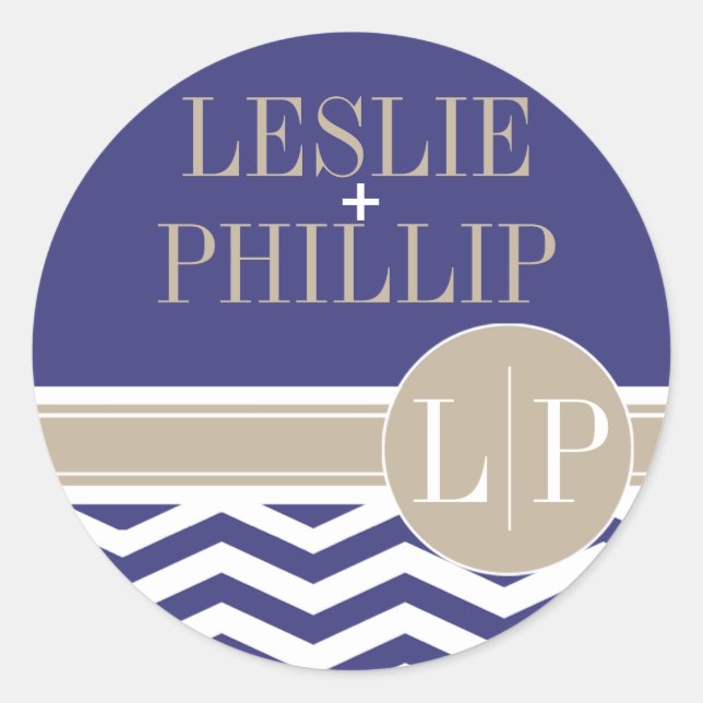 Adesivo Monograma Chic Chevron | MARINHO (Frente)