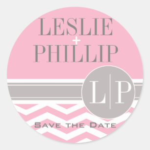 Adesivo Monograma Chic Chevron rosa