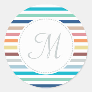 Adesivo Monograma Chic Pastel Arco-íris - Linhas Horizont