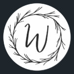 Adesivo Monograma Chic Simples e Moderno Elegante<br><div class="desc">Composto por um clássico script cursivo. Esses elementos são simples,  eternos e clássicos. Este foi projetado por materiais de terceiros selecionados,  exclusivos para o Zazzle. Disponível aqui: http://www.zazzle.com/store/whitepaperbirch</div>