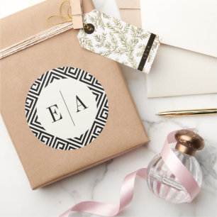 Adesivo Monograma Clássico Casamento Geométrico Grego-Chav