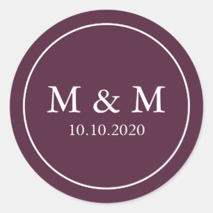 Adesivo Monograma Clássico de Casamento com Roxo de Plum