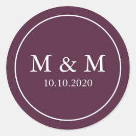 Adesivo Monograma Clássico de Casamento Púrpura de Ameaça 