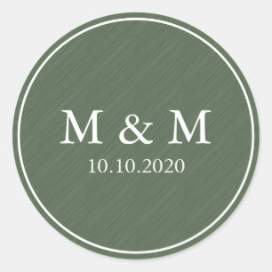 Adesivo Monograma Clássico de Casamento Verde Escuro e Ca