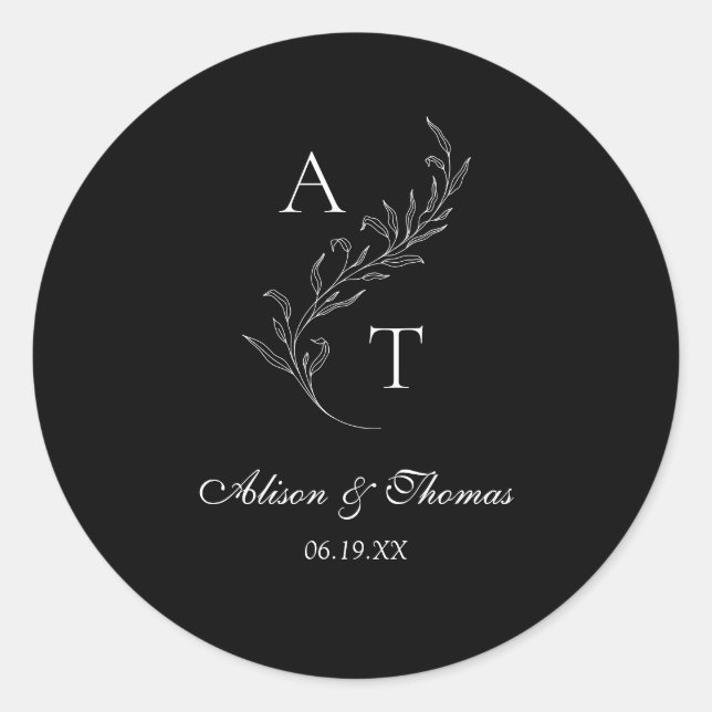 Adesivo Monograma Clássico de Envelope de Folha de Folha (Frente)