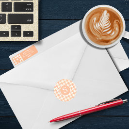 Adesivo Monograma Clássico de Peachy Coral Houndstooth