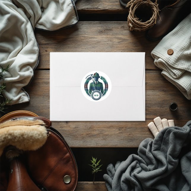 Adesivo Monograma Clássico de Pré-Disquete (Classic Preppy Charm Monogram Classic Round Sticker)