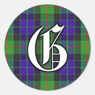 Adesivo Monograma clássico do Tartan de Gunn do clã