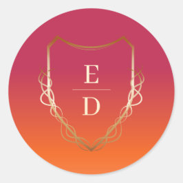 Adesivo Monograma Clássico Viva Ouro Gradiente Magenta