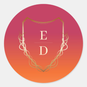 Adesivo Monograma Clássico Viva Ouro Gradiente Magenta