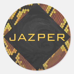 Adesivo Monograma Cobra castanho e Impressão Dourado