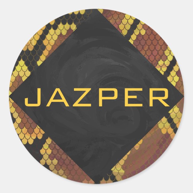 Adesivo Monograma Cobra castanho e Impressão Dourado (Frente)