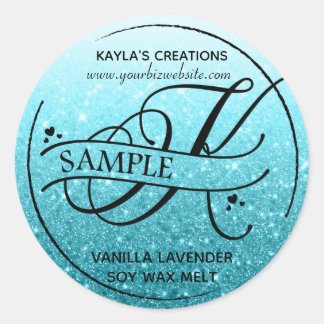 Adesivo Monograma com brilho de ouro, produto de amostra K