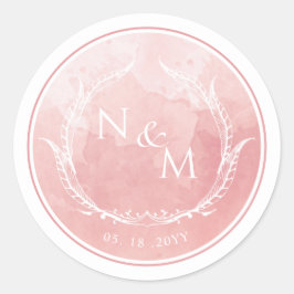 Adesivo Monograma com Cor de Água Rosa Esbranquiçada Selo/