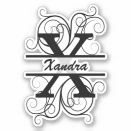 Adesivo Monograma com espirais; espaço para o seu nome