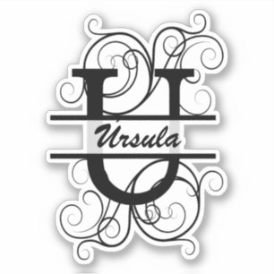 Adesivo Monograma com espirais; espaço para o seu nome