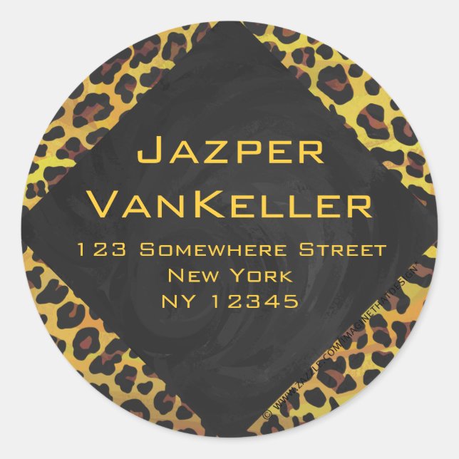 Adesivo Monograma com Leopardo Castanho e Amarelo (Frente)