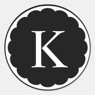 Adesivo Monograma com Moldura em Círculo Branco