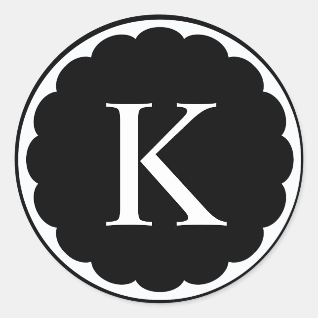 Adesivo Monograma com Moldura em Círculo Branco (Frente)