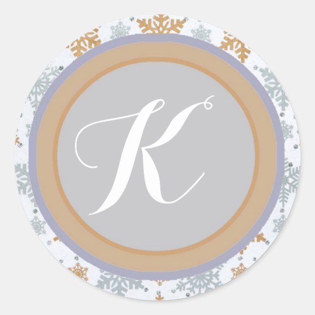 Adesivo Monograma com palhetas de neve (Frente)