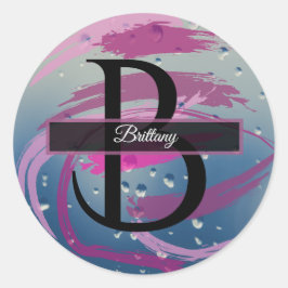 Adesivo Monograma com Pinceladas de Fúcsia e Rosa Suave