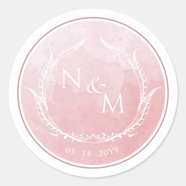 Adesivo Monograma com Rosa de Dusty Monograma com Envelope (Frente)