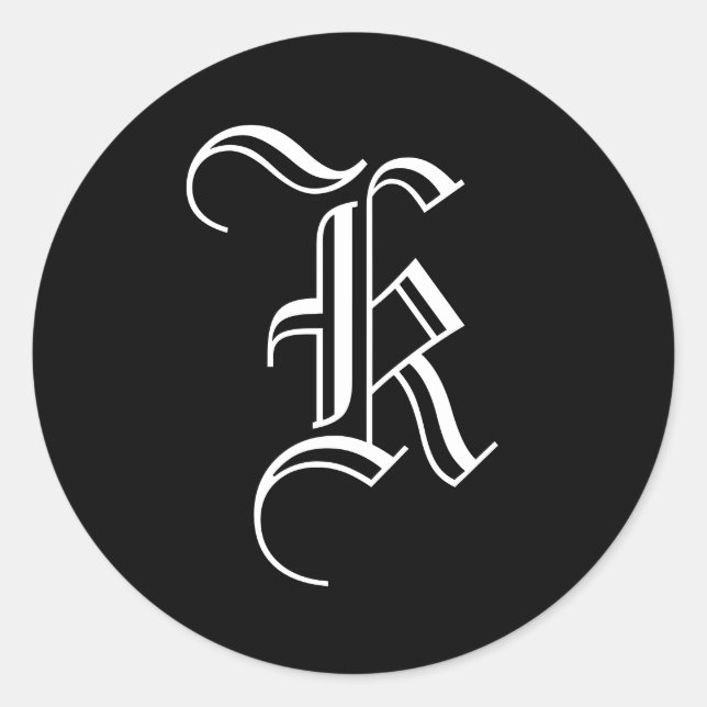 Adesivo Monograma Convite Selo "K" Antigo Estilo Inglês (Frente)
