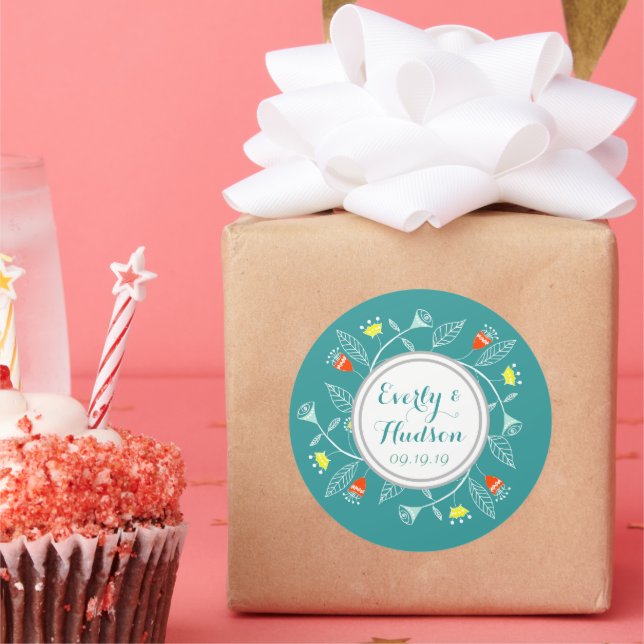 Adesivo Monograma Coral e Mint Modern Garland (Festa)