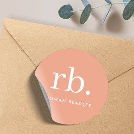 Adesivo Monograma Coral Pêssego Feminino Elegante