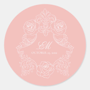 Adesivo Monograma Crest Ornament Blush - Logotipo de Casam