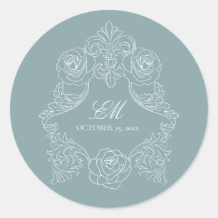 Adesivo Monograma Crest Ornament Dusty Blue WedLogo