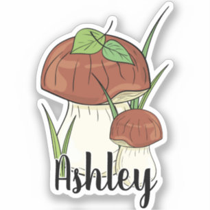 Adesivo Monograma Cute Artsy Trendy Mushroom - Adicionar N