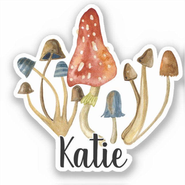 Adesivo Monograma Cute Artsy Trendy Mushroom - Adicionar N (Frente)