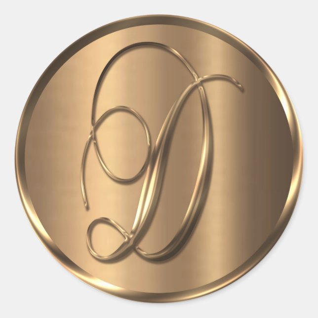 Adesivo Monograma D Selo de Envelope de Bronze Não METÁLIC (Frente)