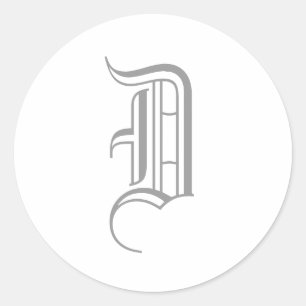 Adesivo Monograma "D" Sticker Texto antigo Style_Cinza Ing