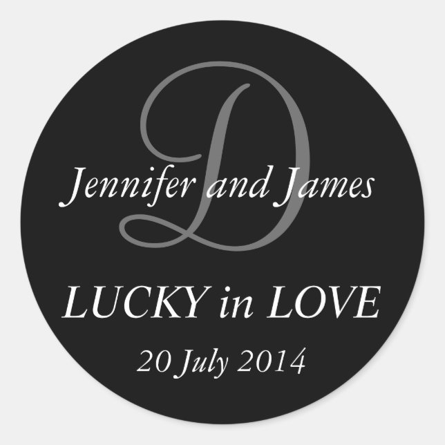 Adesivo Monograma D Stickers para Casamentos Pretos (Frente)