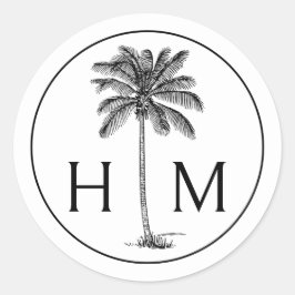 Adesivo Monograma da árvore Palmetto Preta e Branca