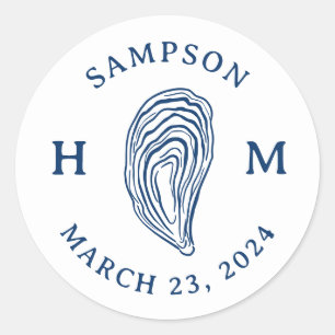 Adesivo Monograma da casca de ostras náuticas com data de 