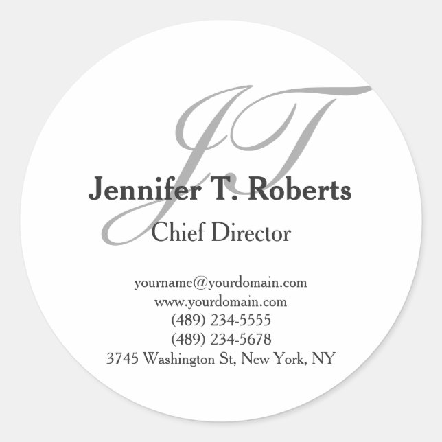 Adesivo Monograma da cinza da Tendência Moderna (Frente)