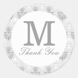 Adesivo Monograma da Cinza prateada Obrigado
