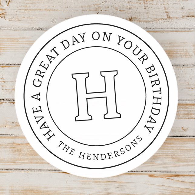 Adesivo Monograma da Família Moderna Chic Saudação de Aniv (Criador carregado)