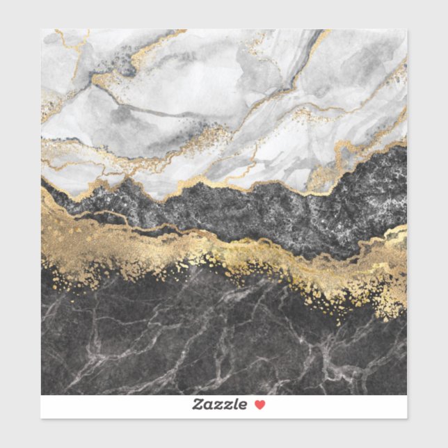 Adesivo Monograma da folha de ouro preto e branco (Folha)