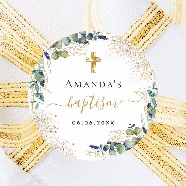 Adesivo Monograma da glitter do eucalipto-batismo (Criador carregado)