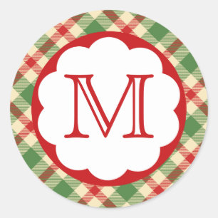 Adesivo Monograma da inicial da xadrez do Natal