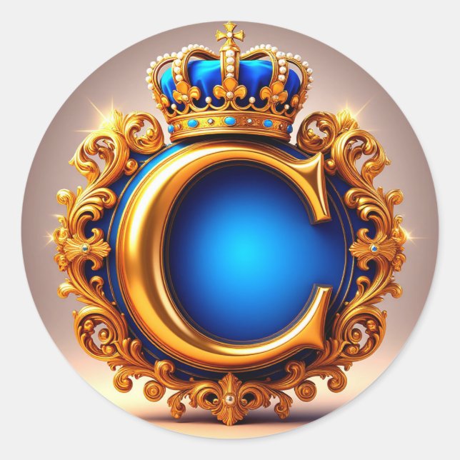 Adesivo Monograma da Letra C Azul Real (Frente)