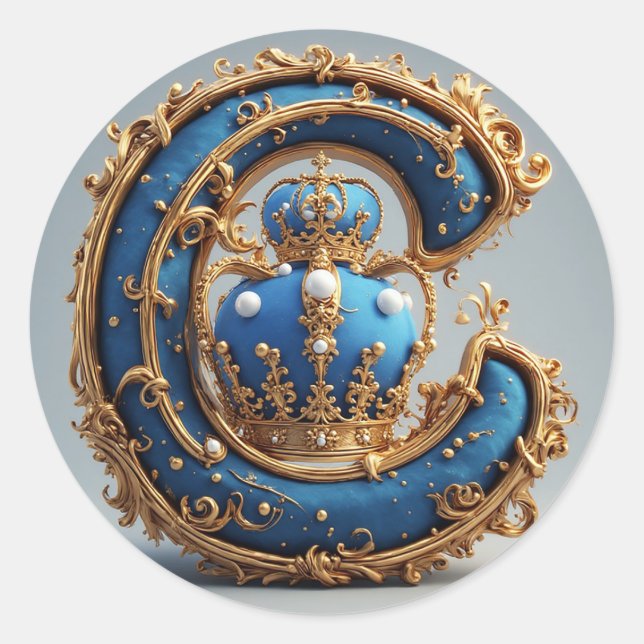 Adesivo Monograma da Letra C Azul Real (Frente)