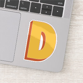 Adesivo Monograma da Letra D, Fonte de Tipo 3D Negrito Ini
